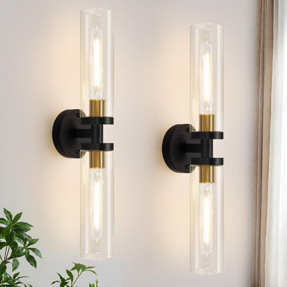 Royelux Modern Clear Glass LED Wall Sconce for Bathroom Vanity & Bedside