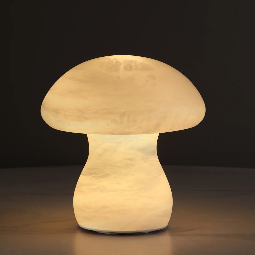 RoyaleGlow Rechargeable Alabaster Mushroom Lamp - Cordless & Dimmable LED Table Light