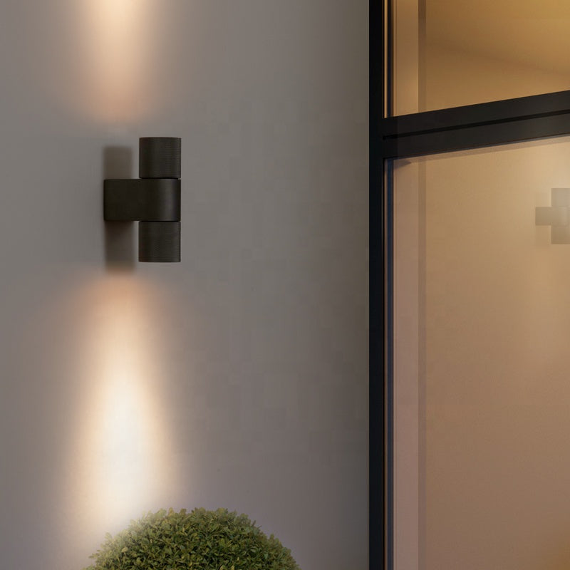 LuxRoyale Gold & Black Outdoor Up Down Wall Sconce - 12W IP65 LED Exterior Light