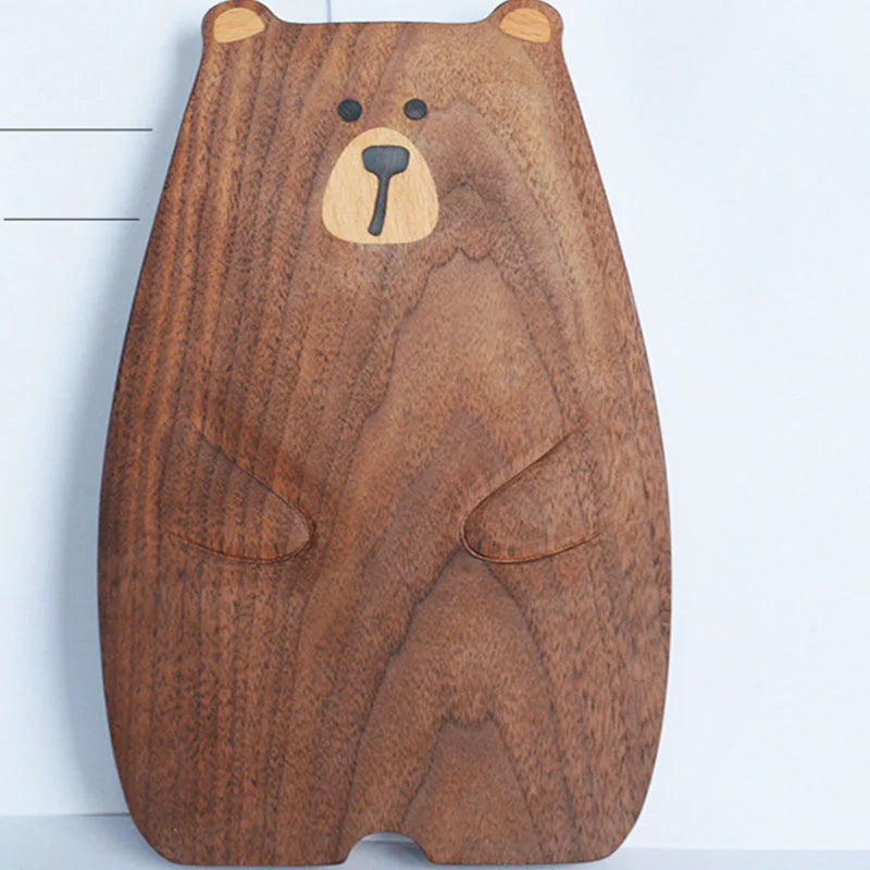 RoyaleGlow Rustic Bear Wood Cutting Board - Unique Animal-Shaped Charcuterie & Serving Tray
