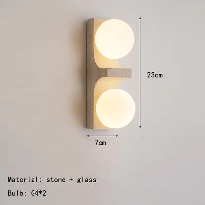 Royelux Travertine Stone Double Globe Wall Sconce Lamp