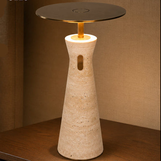 RoyaleGlow Travertine Cordless LED Table Lamp for Bedroom, Living Room & Dining Table