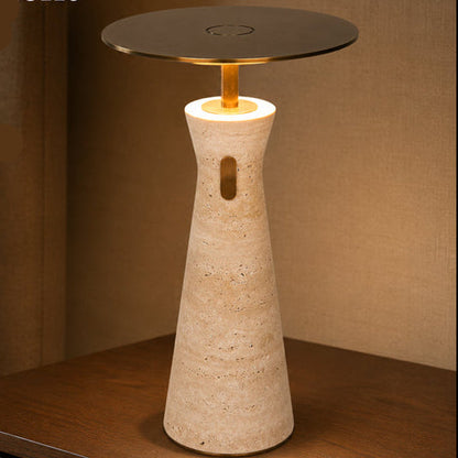 RoyaleGlow Travertine Cordless LED Table Lamp for Bedroom, Living Room & Dining Table