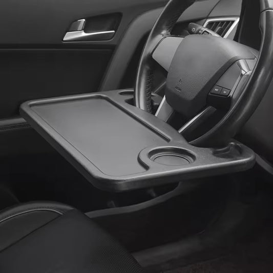 Royallure 2-in-1 Car Desk for Laptop and Food – Steering Wheel Tray with Drink Holder for Travel and Work
