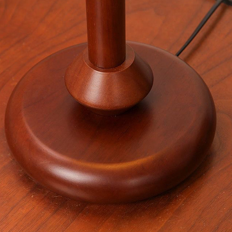 RoyaleGlow Mid-Century Modern Wood Table Lamp with Amber Dome Shade