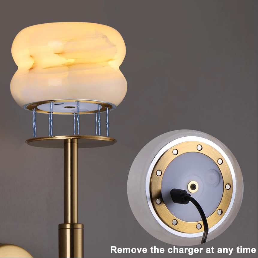 Royelux Rechargeable Alabaster Wall Sconce - Cordless LED Lamp for Bathroom & Hotel Design