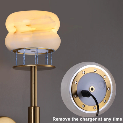 Royelux Rechargeable Alabaster Wall Sconce - Cordless LED Lamp for Bathroom & Hotel Design