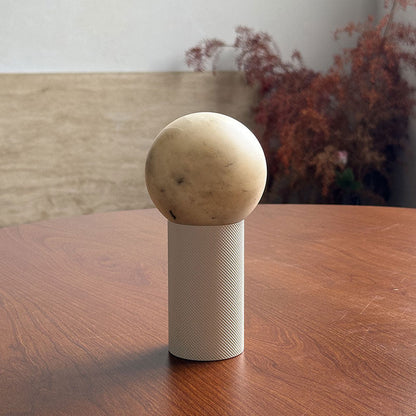 RoyaleGlow Japandi Alabaster Orb Table Lamp for Bedroom & Living Room Decor
