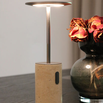 RoyaleGlow Rechargeable Travertine LED Table Lamp with Touch Dimming