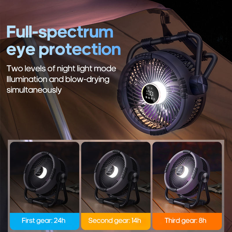 RoyaleGlow Portable Camping Fan with LED Light, 20000mAh Battery & Remote Control