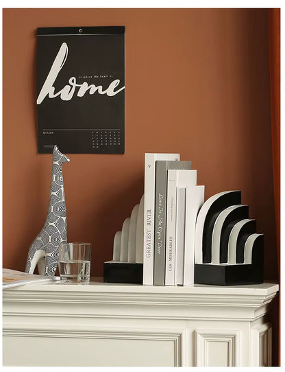 RoyaleGlow Nordic Striped Bird Figurine - Modern Black & White Ceramic Decor