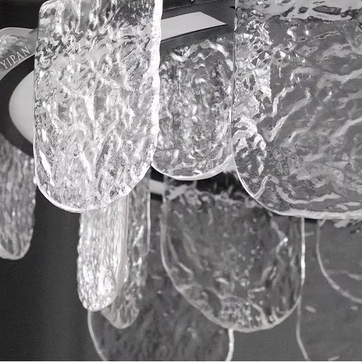 RoyaleGlow Modern Scalloped Glass LED Chandelier - Remote Dimmable Hanging Light Fixture