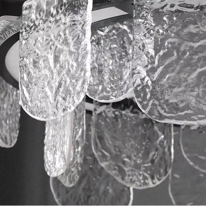 RoyaleGlow Modern Scalloped Glass LED Chandelier - Remote Dimmable Hanging Light Fixture