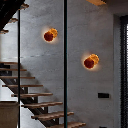 Luxora Modern Eclipse LED Wall Light, Gold Dual Circle Sconce for Bedroom