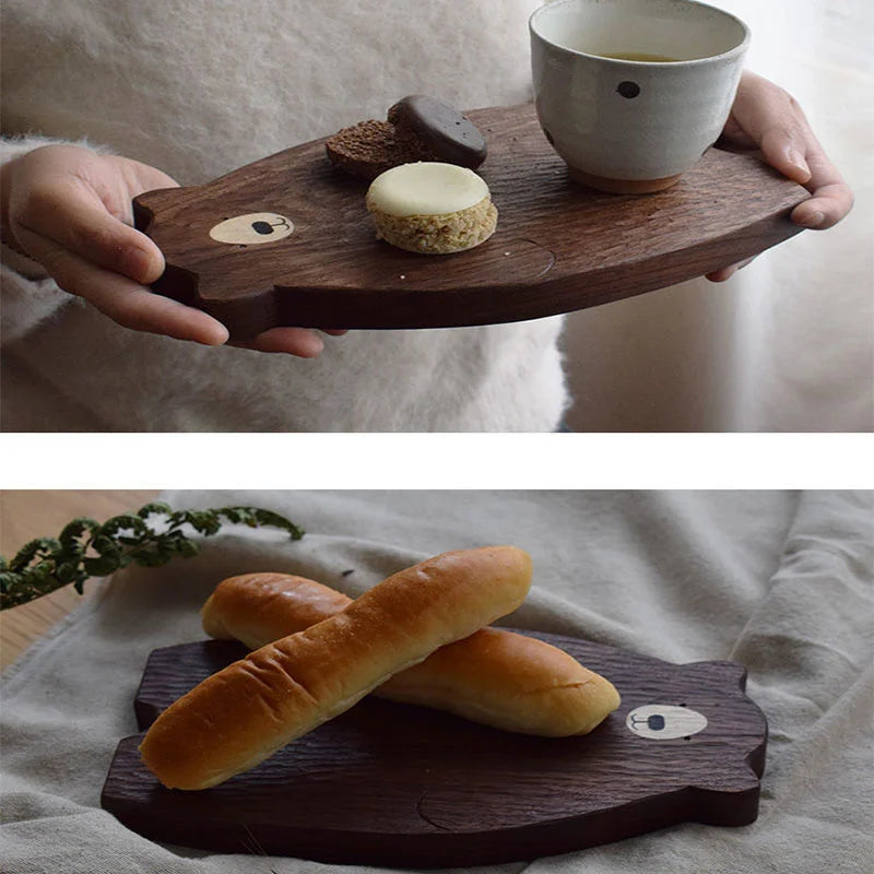RoyaleGlow Rustic Bear Wood Cutting Board - Unique Animal-Shaped Charcuterie & Serving Tray