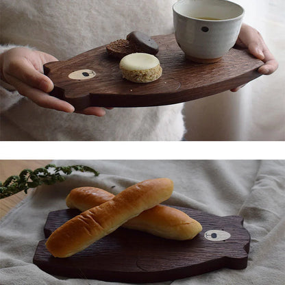 RoyaleGlow Rustic Bear Wood Cutting Board - Unique Animal-Shaped Charcuterie & Serving Tray