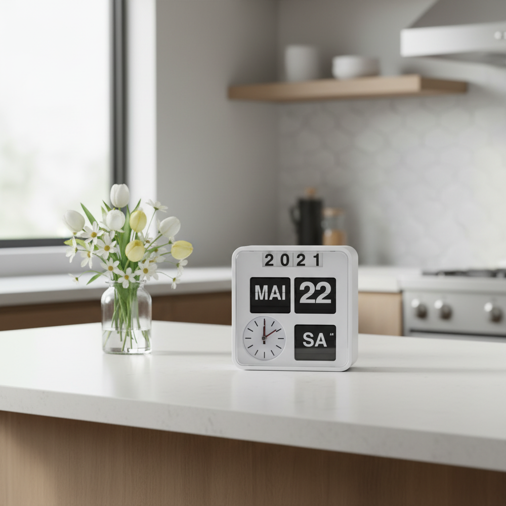 RoyaleGlow Retro Flip Calendar Clock - Wall Mounted Perpetual Date & Time Display