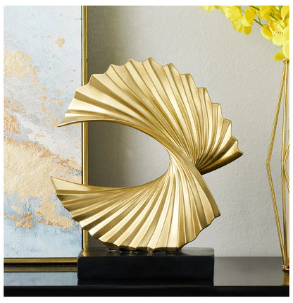 RoyaleGlow Modern Abstract Gold Sculpture for Home Decor - Elegant Resin Art Figurine