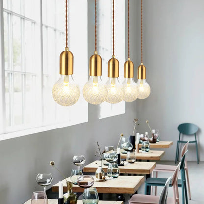LuxRoyale Golden Brass Pendant Light with Diamond Cut Glass Shade