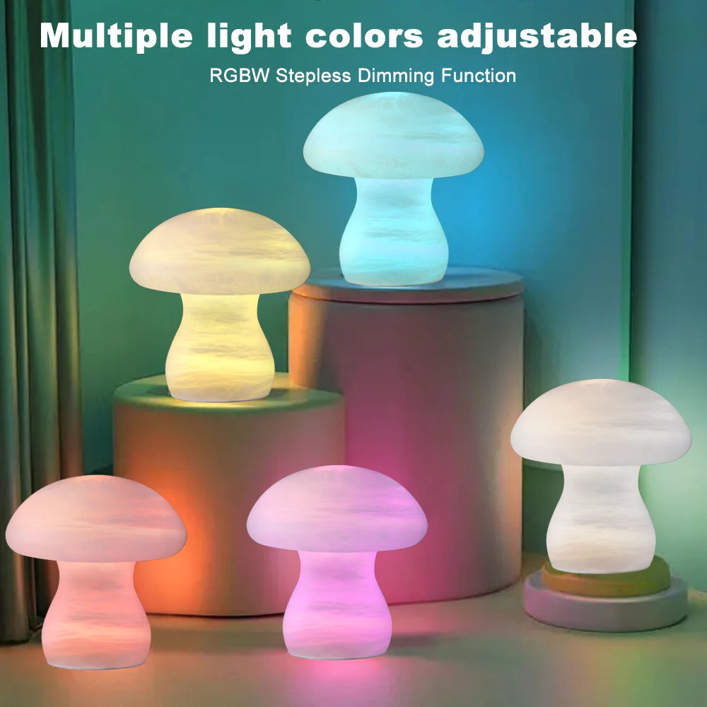 RoyaleGlow Rechargeable Alabaster Mushroom Lamp - Cordless & Dimmable LED Table Light