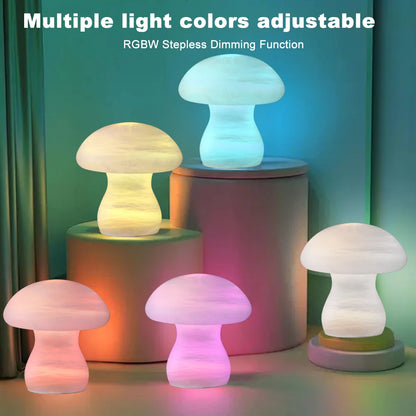 RoyaleGlow Rechargeable Alabaster Mushroom Lamp - Cordless & Dimmable LED Table Light