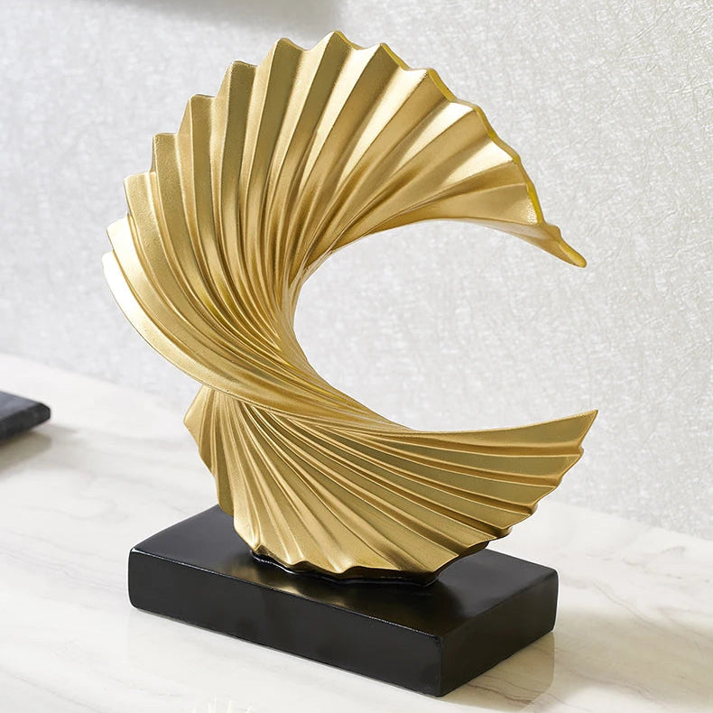 RoyaleGlow Modern Abstract Gold Sculpture for Home Decor - Elegant Resin Art Figurine