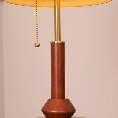 RoyaleGlow Mid-Century Modern Wood Table Lamp with Amber Dome Shade