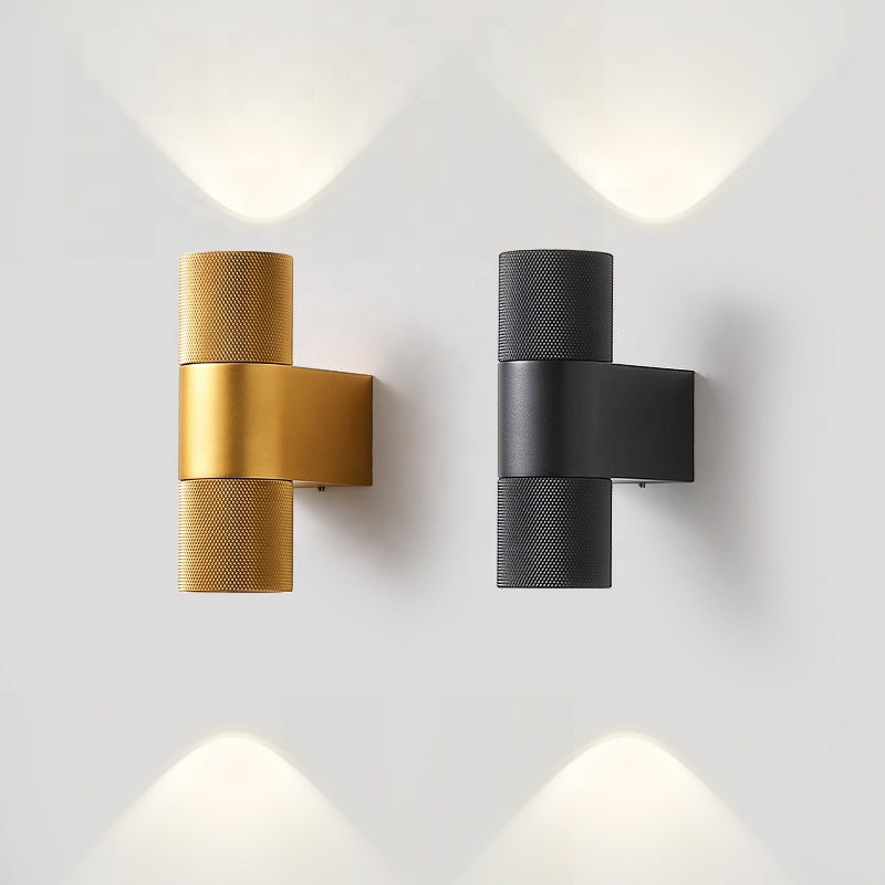 LuxRoyale Gold & Black Outdoor Up Down Wall Sconce - 12W IP65 LED Exterior Light