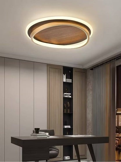 Royelux Dimmable LED Ceiling Light with Walnut Finish - Modern Minimalist Home Decor