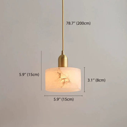RoyaleGlow Modern Alabaster Cylinder Pendant Light Fixture For Bedroom, Kitchen Island