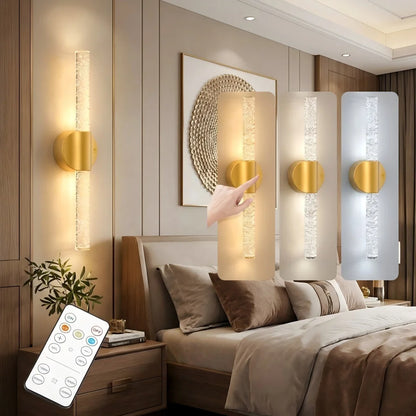LuxRoyale Rechargeable Crystal Wall Sconce with Remote - Wireless Bubble LED Vanity Light