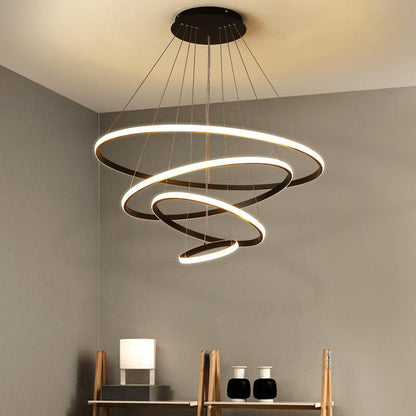 Royelux Modern Led Ring Chandelier - Adjustable Hanging Light Fixture For Living Room