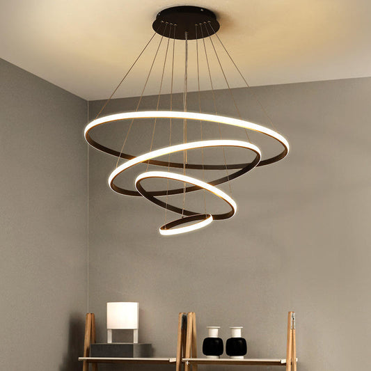 Royelux Modern Led Ring Chandelier - Adjustable Hanging Light Fixture For Living Room - Royale Basic
