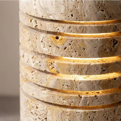 RoyaleGlow Natural Travertine Stone Floor Lamp Sculptural Column Light