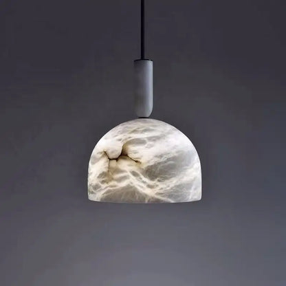 RoyaleGlow Modern Alabaster Pendant Light - Natural Stone & Copper Hanging Lamp