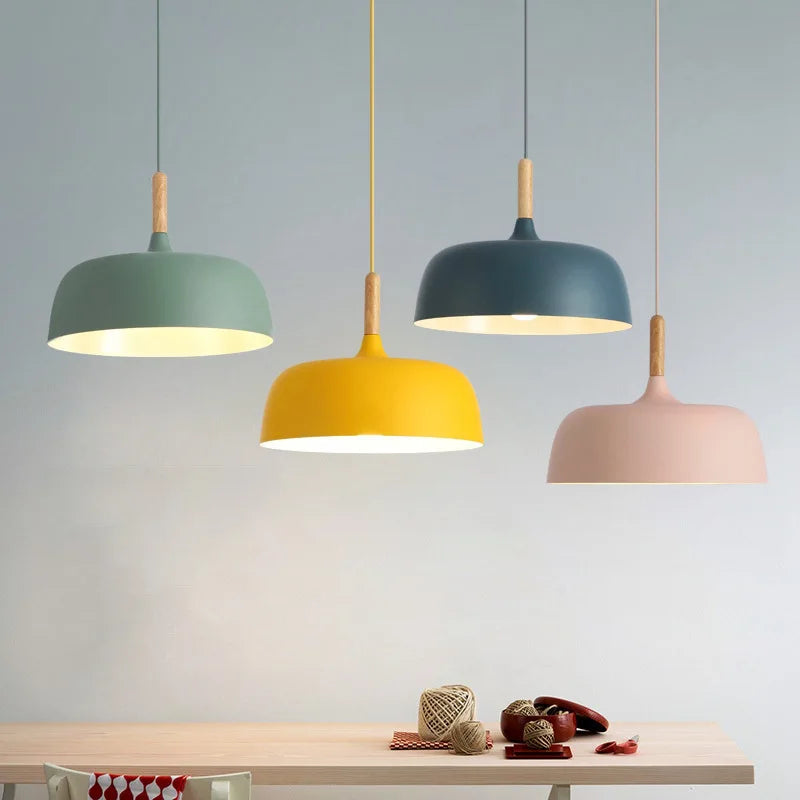 Royallure Black Pendant Light - Nordic Wood and Zinc Hanging Lights for Kitchen Lighting