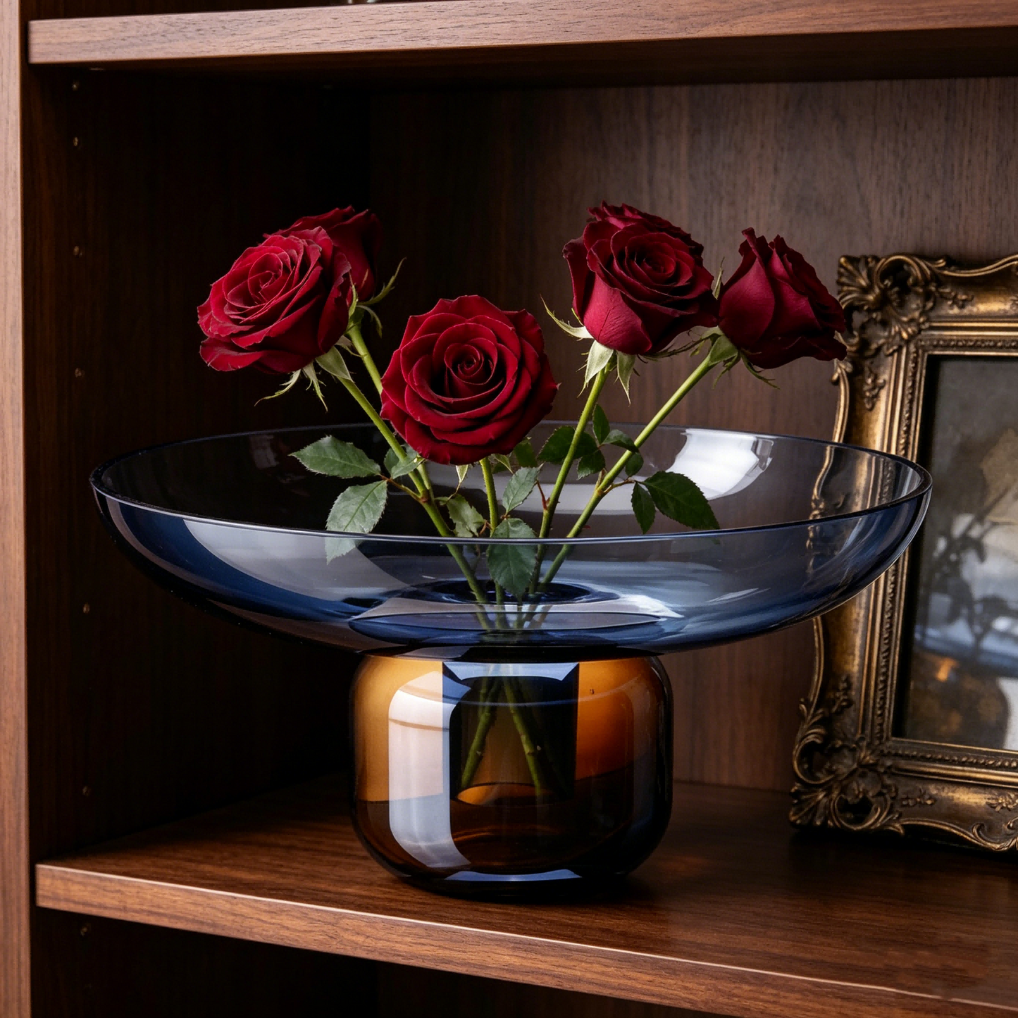 Royelux Modern Gradient Glass Vase - Minimalist Tabletop Decor