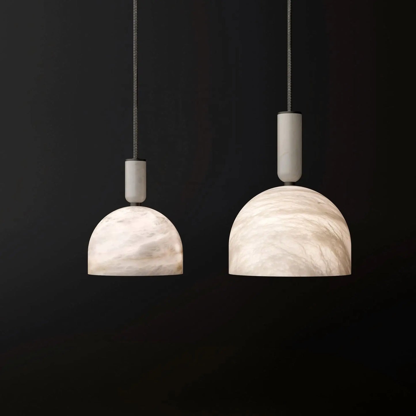 RoyaleGlow Modern Alabaster Pendant Light - Natural Stone & Copper Hanging Lamp