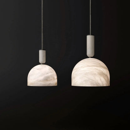 RoyaleGlow Modern Alabaster Pendant Light - Natural Stone & Copper Hanging Lamp