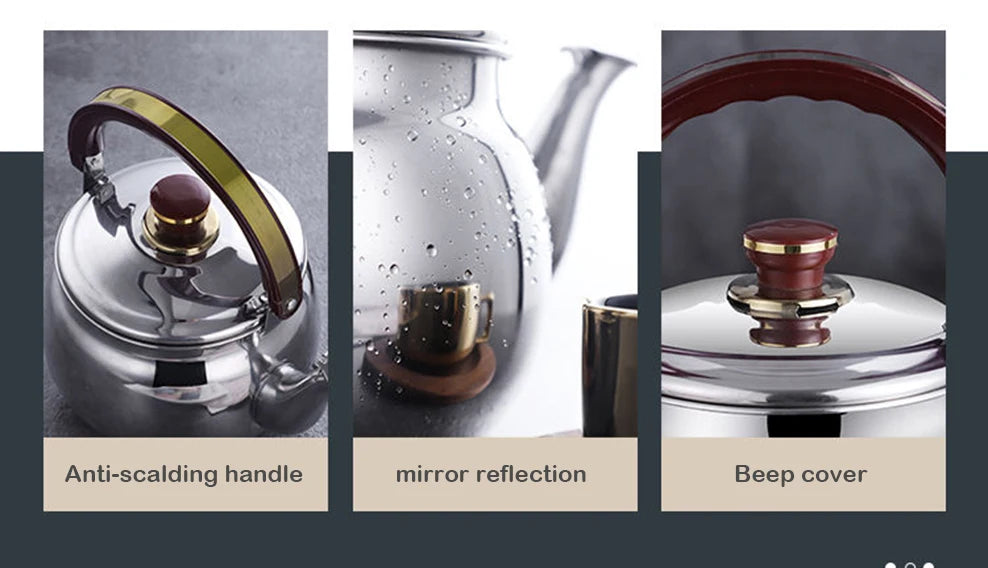 Royallure Thick-Wall Stainless Steel Whistling Kettle, 0.6–2.7 L, Induction-Ready & Durable