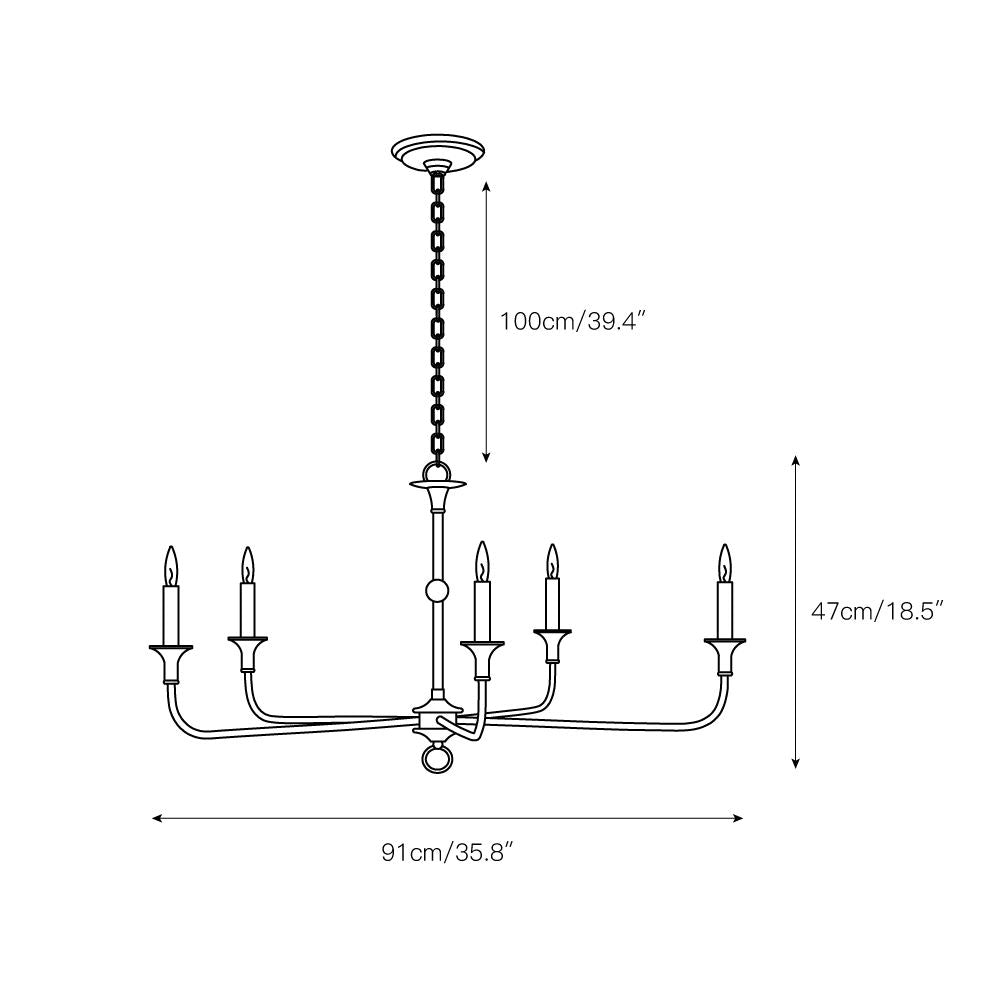 RoyaleGlow Modern Brass Candelabra Chandelier - Adjustable Pendant Light