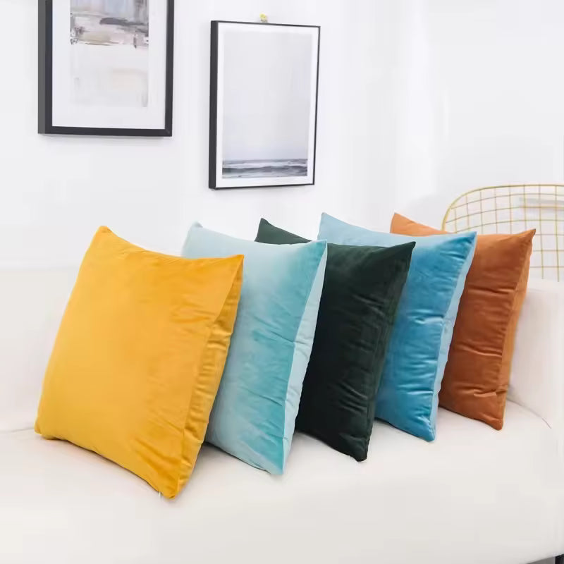 Luxora Velvet Cushion Cover - Solid Color with Flannel Edge for Stylish Sofa Decor