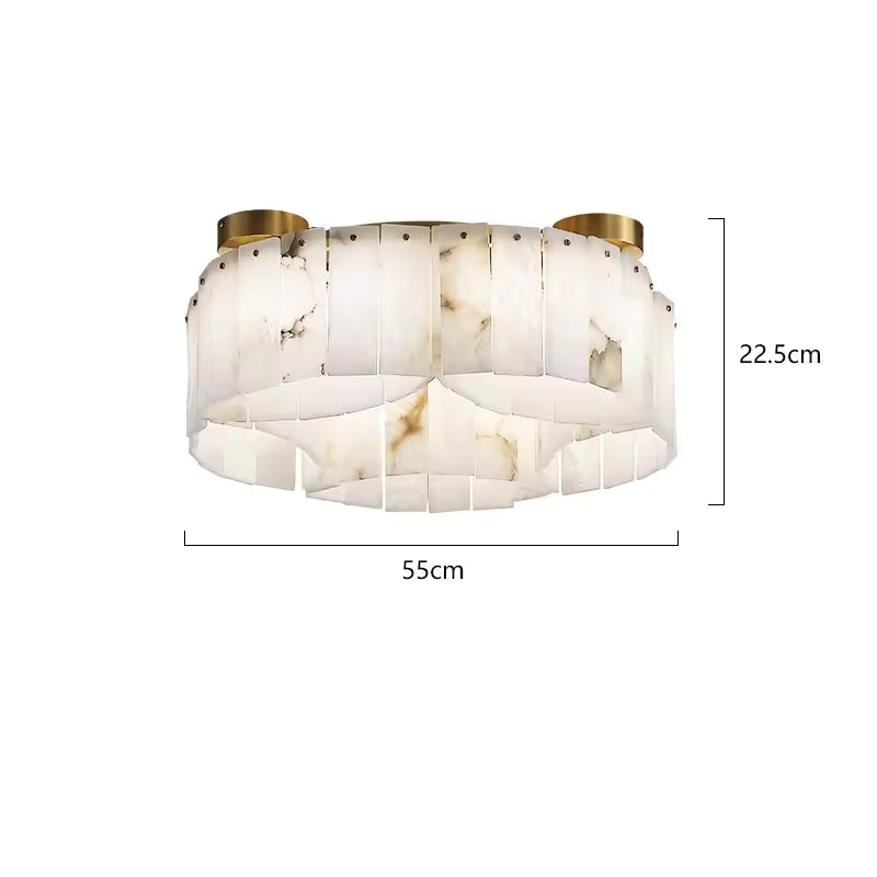 RoyaleGlow Modern Alabaster Flush Mount Ceiling Light for Living Room & Hotel