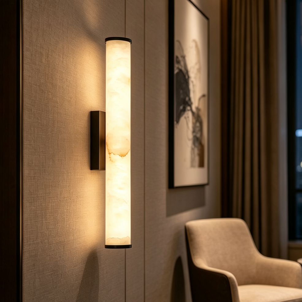 LuxRoyale Spanish Marble Copper Wall Sconce - Modern & Minimalist Wall Light
