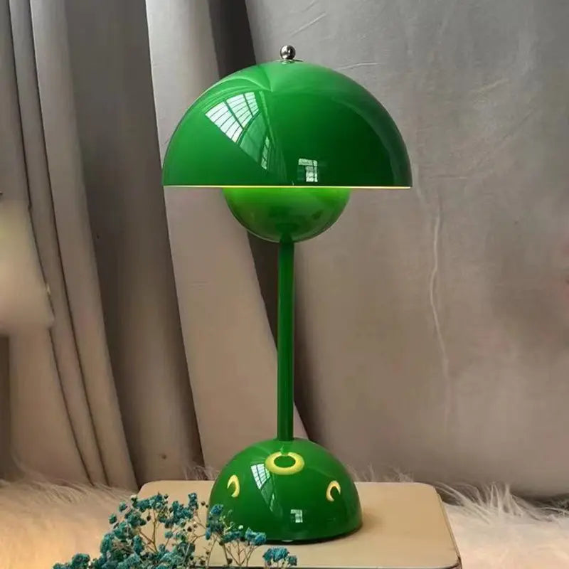 Cordless Mushroom Modern Table Lamp - Dimmable LED with 3 Color Modes - Green