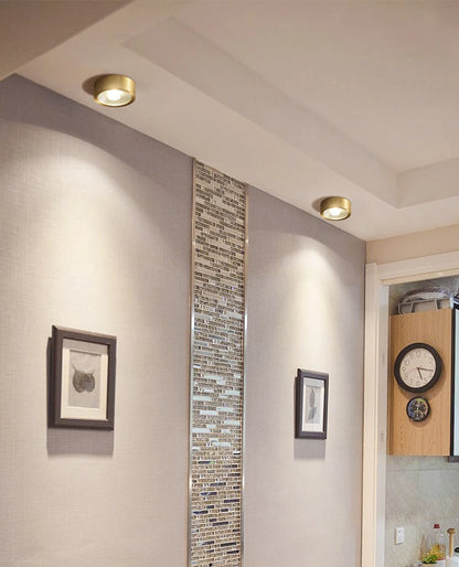 Lumora Copper Flush Mount Built In LED Ceiling Light For Hallway Living Room Bedroom
