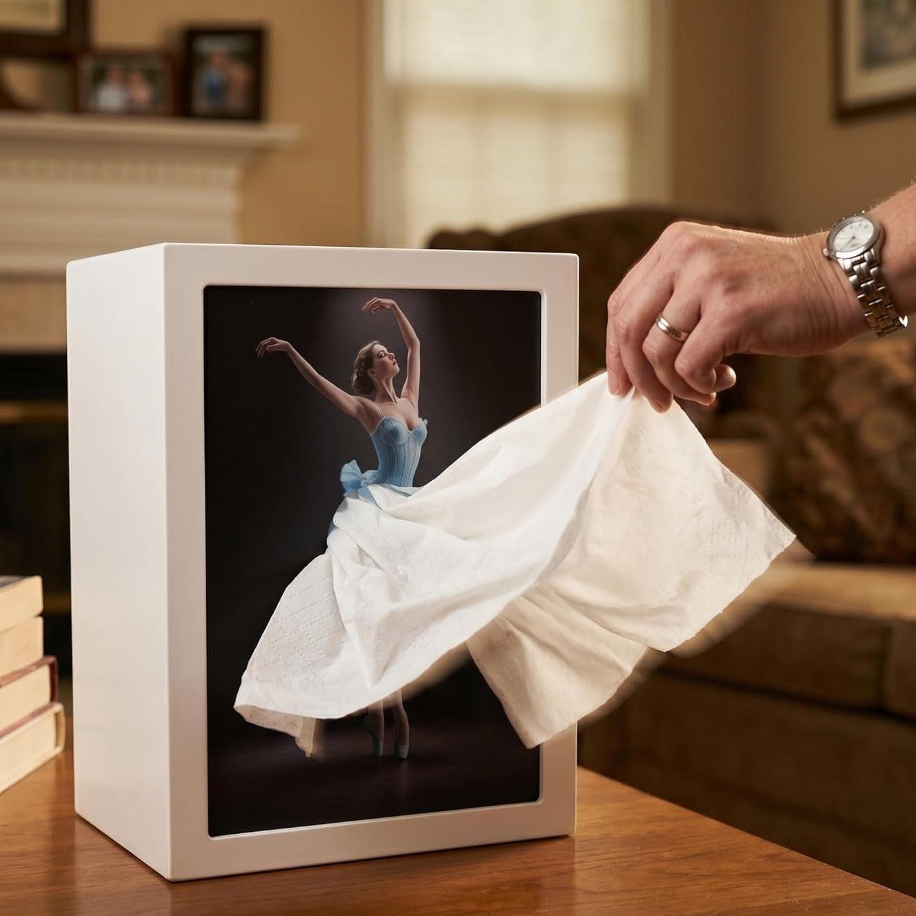 LuxRoyale Enchanting Ballerina Tissue Box with LED Light – Elegant Dance Illusion Decor-Royale Basic