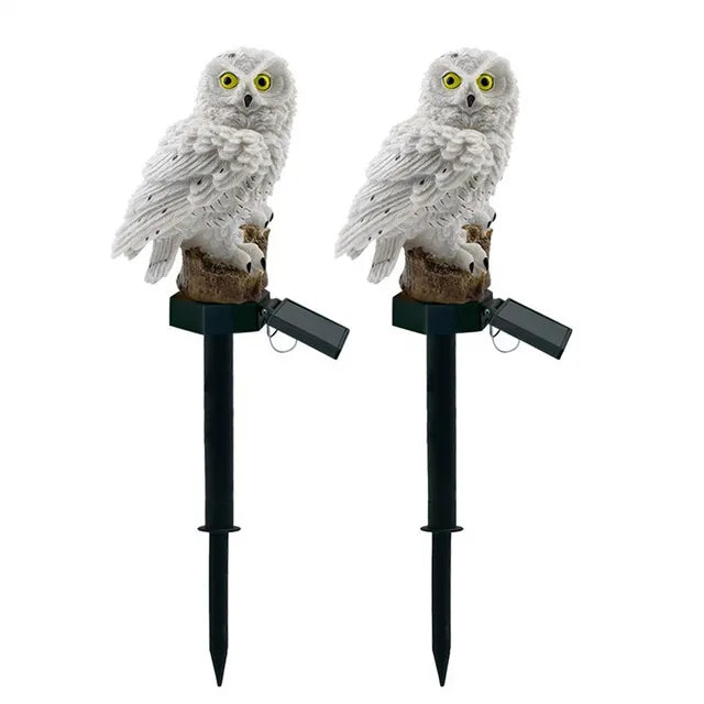 Owl Solar Garden Light - Waterproof LED Solar-Powered Animal Stake Light for Outdoor Path, Lawn, and Yard Decoration - Brown