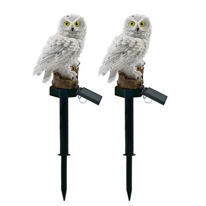 Owl Solar Garden Light - Waterproof LED Solar-Powered Animal Stake Light for Outdoor Path, Lawn, and Yard Decoration - Brown