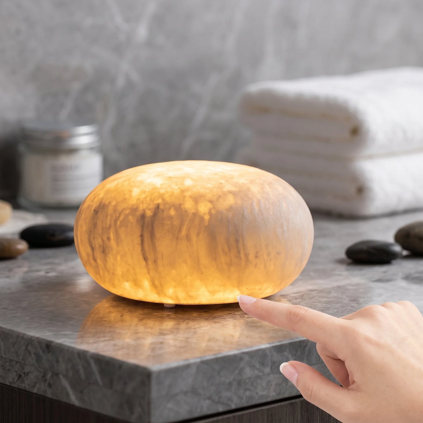 RoyaleGlow Rechargeable Selenite Crystal Lamp for Peaceful Home & Office Decor